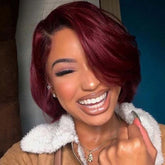 TT Hair Short Pixe Cut Wigs Dark Roots 1B99J 13x4x1 L Part Wigs 100% Real Human Hair Lace Wigs